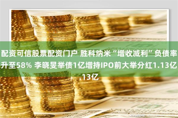 配资可信股票配资门户 胜科纳米“增收减利”负债率升至58% 李晓旻举债1亿增持IPO前大举分红1.13亿