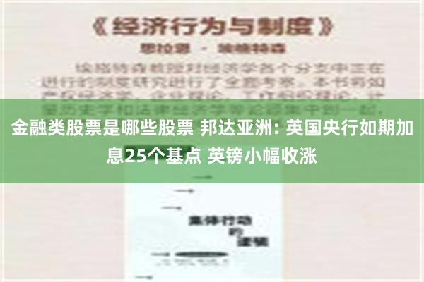 金融类股票是哪些股票 邦达亚洲: 英国央行如期加息25个基点 英镑小幅收涨